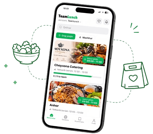 TeamLunch app showing team lunch ordering progress